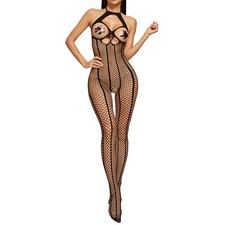 DE Damen Bodystockings Sexy Netz Bodysuit Nylon Strümpfe Strumpfhose Nachtwäsche