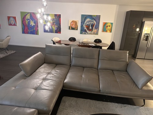 Echtleder couch grau - -, mit