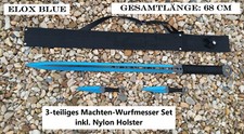 NEU blau schwarzes Macheten + Wurfmesser Set Elox Blue Kunai für Outdoor Sammler