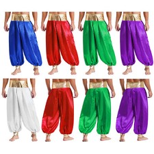 Herren Hose Araber Pumphose Elastischen Bund Haremshose Patchwork Hosenrock