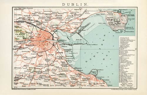Dublin historischer stadtplan - dublin,