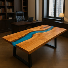 Epoxy River Tischplatte Blau |