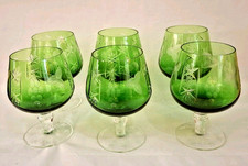 Set 6 St. grüne Kristallgläser Cognacgläser Kristall Gläser handgeschliffen