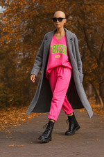 Neu Neon Pink Oversize Set Shirt & O-Shape Hose Gr. 42-46 Streetstyle Herbst