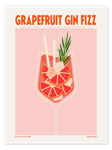 Poster grapefruit gin fizz - gin,