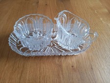 Milch- und Zuckerset mit dazugehöriger Glasplatte,-tablett, 3teilig