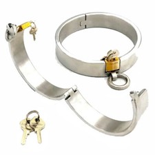 -Slave-Neck-Kragen-Bdsm-Halsband-O-Ring-Bondage-Schloss--Erwachsene-