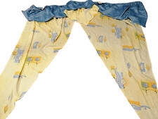 3 Teile Vorhang Set Gardinen Schals Querbehang bunt gelb blau