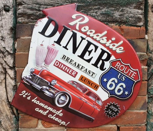 Blechschild route diner - blechschild,, 66