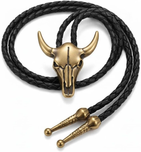 Cowboy bolo tie aus leder - cowboy‑bolo‑tie,