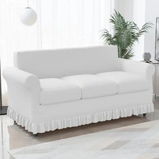 Sofabezug Sofahusse weiss Landhaus Shabby Chic Rüschen Abdeckung