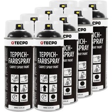 8x TECPO FARBSPRAY TEPPICH-SPRAY 400 ml SCHWARZ FUßMATTEN KUNSTSTOFF AUFBEREITEN