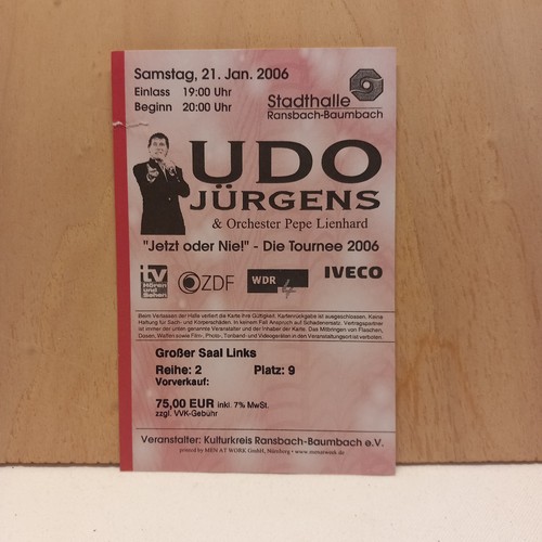Konzerticket udo jürgens - udo,