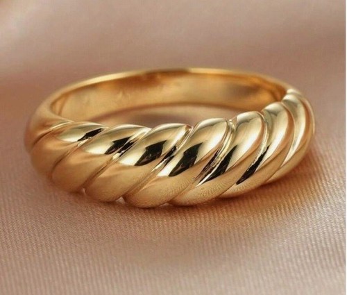 Gold twist twirl stapelring - gold,