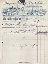 WINDISCHESCHENBACH, Rechnung 1909, Lederpappen- u. Holzwolle-Fabrik Gebr. Beger