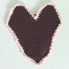 Topflappen Herz braun rosa