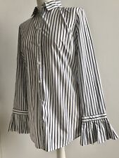 BANANA REPUBLIC RILEY HEMD BLUSE WEIß MIT BLAUEN STREIFEN GR.8 GR.40 BLUE DUSK