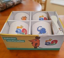 Die Maus 50 Jahre Eisbecher Set 4x Porzellan 4 Löffel OVP Sammler Top