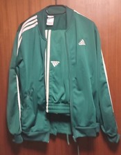 Adidas Trainingsanzug Retro Vintage Größe M In Grün mit Drei Weißen Streifen Top