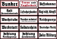Top-Schilder, 27 x 10 cm, Militaria, u.a. Reichsgrenze, Neu, OVP , 15 Motive