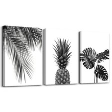 fix und fertig Bilder auf Leinwand Retro Pflanzen 3er Set