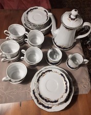 kaffeservice mitterteich, für 10 Personen, weiss-blau-gold, gebraucht, neuwertig