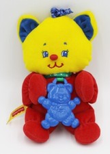 ♥ FISHER PRICE Stofftier KATZE Spieltier rot gelb blau bunt Rarität Alt 20cm ♥