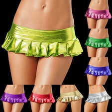 SeXy Wetlook Falten Micro Minirock Lack Leder Optik Metallic Glänzend GoGo XS S