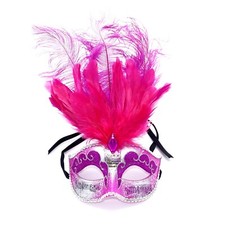 Venezianische Federmaske / Karneval Fasching Venedig Noten Maske Augenmaske pink