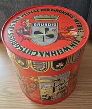 GRUNDIG WEIHNACHTSGRUSS Grundig Werke Nürnberg rote Blechdose rar Georgensgemünd