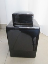 große Keramik Deckelvase Vase Dose mit Deckel Deckeldose  schwarz 30 cm Deko TOP