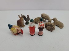 Konvolut Figuren Tiere Masse Holz Hase Hahn Schafe Mensch Spielzeug #259688