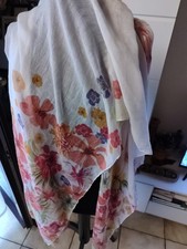 Schal Geblumt Weiss Bunt