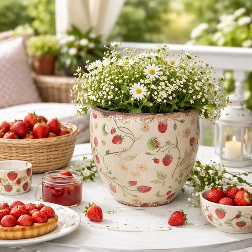 Blumentopf übertopf erdbeere - blumentopf,