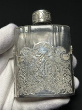 Antik Silber & Glas Flachmann