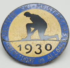 Emailliertes Abzeichen Deutsche Ski Meisterschaft Oberstdorf Allgäu 1930 - (160)