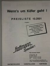 Preisliste / Katalog Hoffmann Speedster Handel 10/2001, VW Käfer Teile, Zubehör