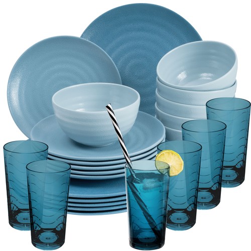 Melamin geschirr set blau - set,