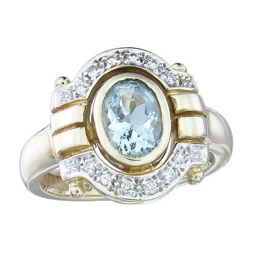 Ring aquamarin brillanten - ring,