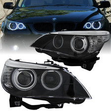 D2S Xenon Scheinwerfer Set Schwarz für BMW 5er E60 E61 2003–2004 CCFL Angel Eyes