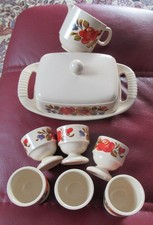 Emsa alt Konvolut, 6 Eierbecher, 1 Butterdose, 1 Milchkännchen