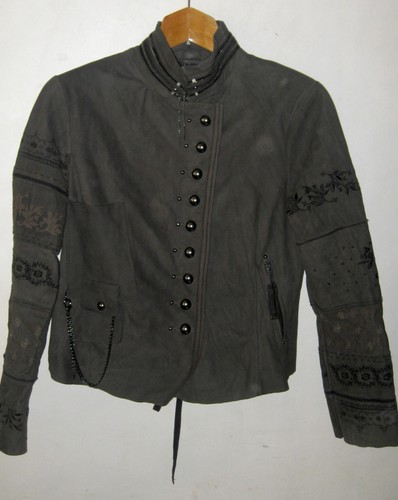 Edle sepia lederjacke military - sepia,