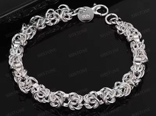 925er STERLING SILBER ARMBAND INTERLOCKING ARMKETTE GLIEDERARMBAND BRYZANTINISCH