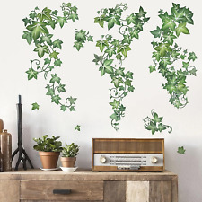 Decalmile Wandtattoo Hängende Rebe Wandaufkleber Ranke Grün Blätter Pflanzen Wan
