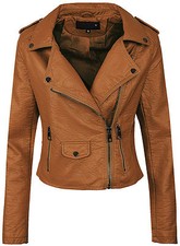 Damen Biker Kunstleder Jacke