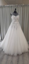 NEU DESIGNER BRAUTKLEID EGLANTINE GR 38 IVORY GRAU TÜLL SPITZE PRINZESSIN