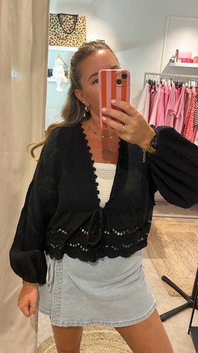 Musselin bluse schwarz - bluse,