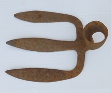 alte Hacke Garten Werkzeug Kartoffelhacke ? Schmiedeeisen geschmiedet 3 Zinken