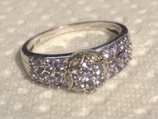 Cocktailring Silber 925 viele geschliffene Amethyste und 6 echte feine Diamanten