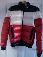 Vuarnet France glänzende Daunenjacke in blau/weiß/rot Gr. L